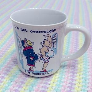 Vintage 1987 Chadwick-Miller Humorous Cartoon White Coffee Mug - "Weight Chart"!
